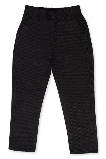 Little Luxury Black Linen Striped Pants Online at Aza Fashions Little Luxury_Black Linen Striped Pants _Online_at_Aza_Fashions
