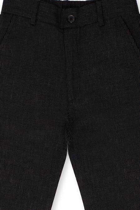 Shop Little Luxury Black Linen Striped Pants Online at Aza Fashions Shop_Little Luxury_Black Linen Striped Pants _Online_at_Aza_Fashions