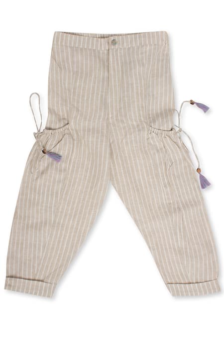 Buy AND GIRL Solid Linen Regular Fit Girls Trousers | Shoppers Stop