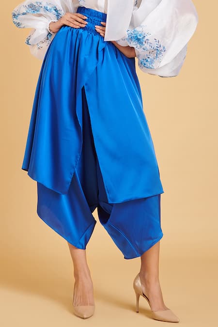 Siddartha Tytler_Blue Elasticated Dhoti Pant _Online_at_Aza_Fashions