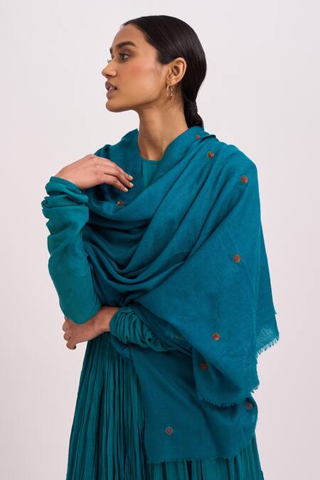 Dot Blue Sequin Embroidered Shawl Online at Aza Fashions Dot_Blue Sequin Embroidered Shawl _Online_at_Aza_Fashions