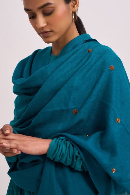 Buy Dot Blue Sequin Embroidered Shawl Online at Aza Fashions Buy_Dot_Blue Sequin Embroidered Shawl _Online_at_Aza_Fashions