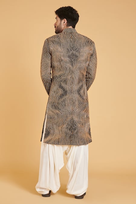 Siddartha Tytler Embroidered Front Zipper Sherwani 