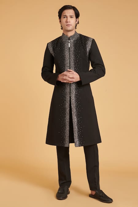 Siddartha Tytler Embroidered Front Zipper Sherwani 