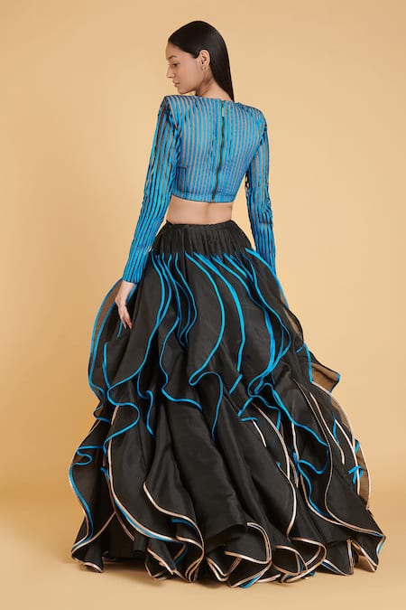 Shop_Siddartha Tytler_Black Organza Tulip Skirt _at_Aza_Fashions