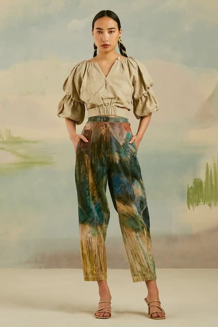 Womens Art Silk Straight Fit Pants