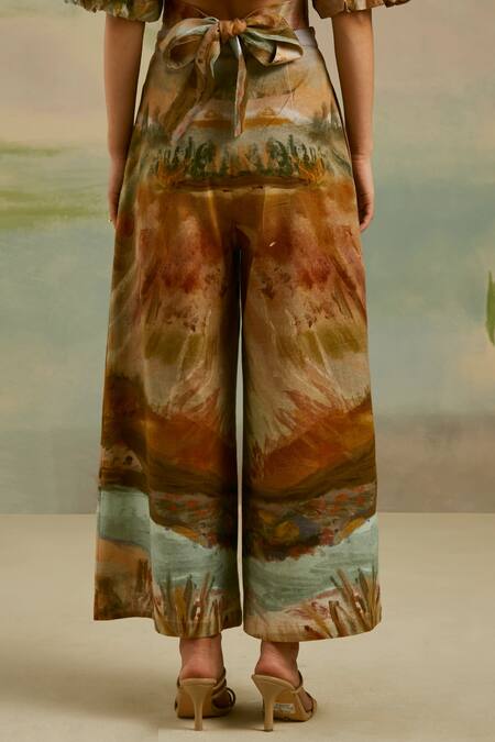 Buy Cord Brown Cotton Terrain Flared Pants Online at Aza Fashions Buy_Cord_Brown Cotton Terrain Flared Pants _Online_at_Aza_Fashions