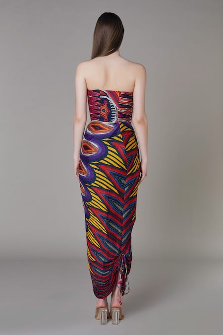 Buy Multi Color Cotton Silk Printed Abstract Scoop Pleated Corset Dress For  Women by Saaksha & Kinni Online at Aza Fashions.