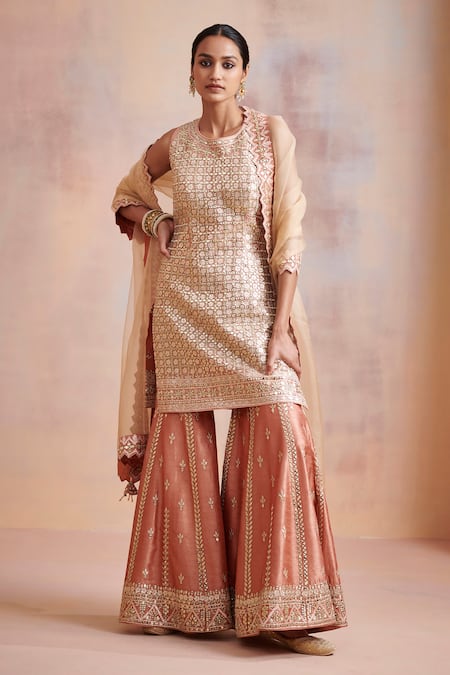 SUHINO Mirror Embroidered Gharara Set 