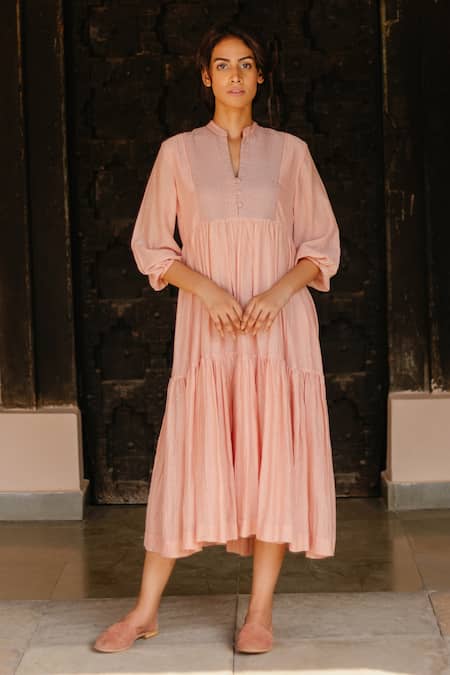Ayaka Cotton Chanderi Tiered Dress 