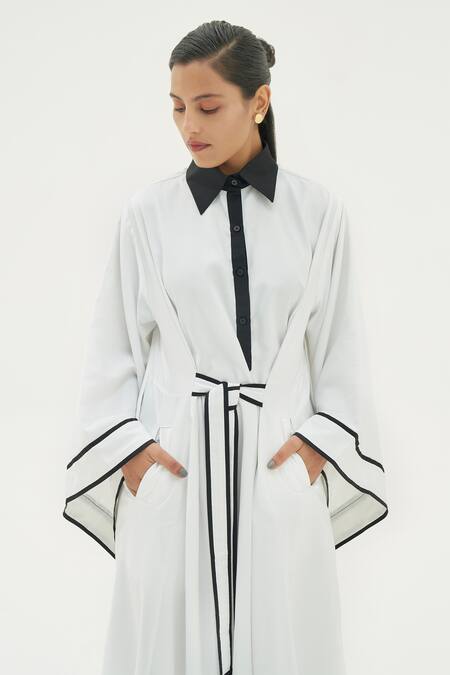 Corpora Studio_White Cotton Shirt Collar Dress _Online_at_Aza_Fashions