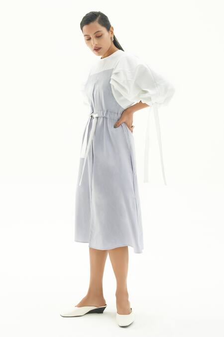 Buy Corpora Studio White Cotton Round Colorblock Dress Online at Aza Fashions Buy_Corpora Studio_White Cotton Round Colorblock Dress _Online_at_Aza_Fashions