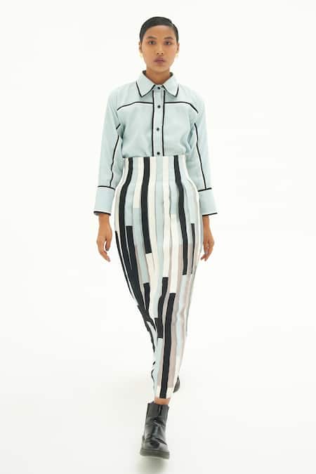 Corpora Studio_Multi Color Organza Crepe Pleated Skirt_Online_at_Aza_Fashions