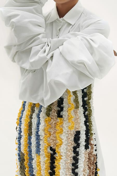 Buy_Corpora Studio_White Upcycled Frills Shirt Collar  _Online_at_Aza_Fashions