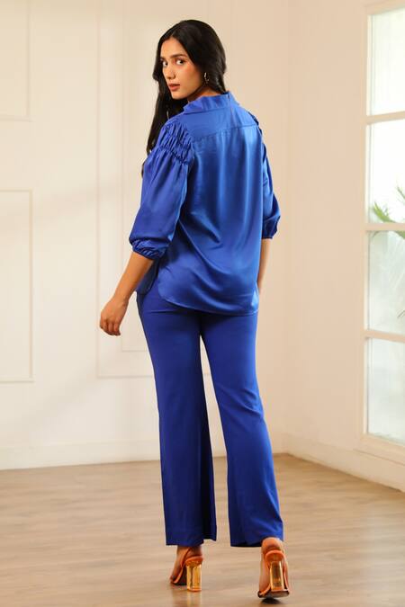 House Of Her Blue Twilight Fall Collar Top 2