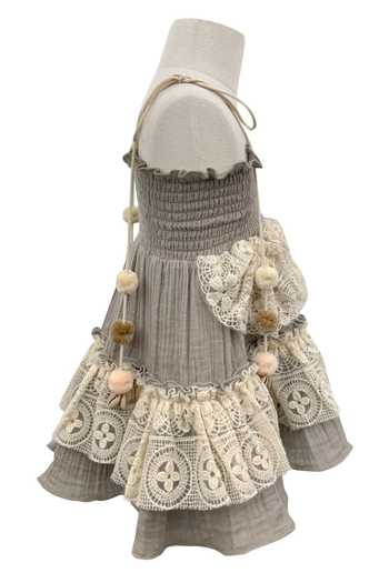 Buy_Jasmine And Alaia_Grey Cotton Gauze Alaia Lacy Dress_Online_at_Aza_Fashions