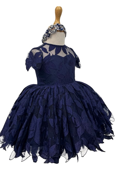 Jasmine And Alaia_Blue Tulle, Lace Elsa Cut-out Dress_Online_at_Aza_Fashions