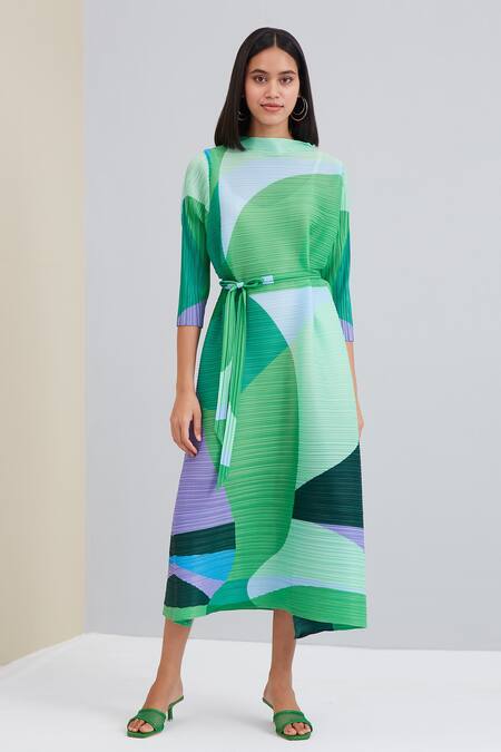 Buy_Scarlet Sage_Green The Hester Dress_Online_at_Aza_Fashions