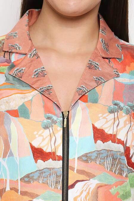 So Us By Sougatpaul Multi Color Cotton Twill Lapel Collar Printed Jacket Dress at Aza Fashions So Us By Sougatpaul_Multi Color Cotton Twill Lapel Collar Printed Jacket Dress _at_Aza_Fashions