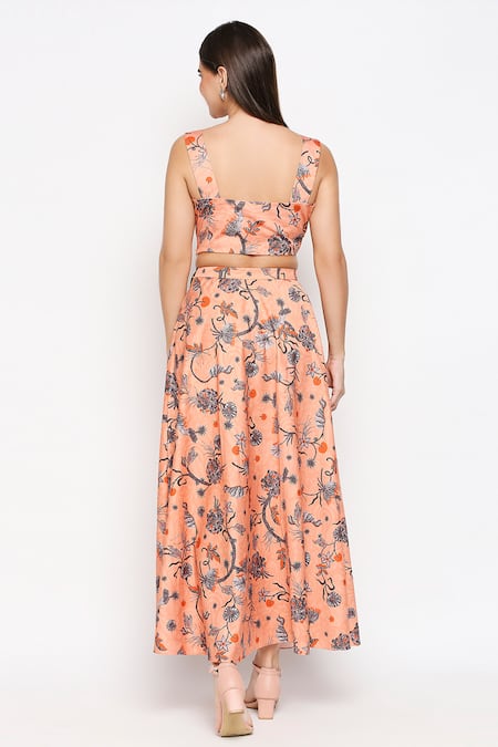 So Us By Sougatpaul Printed Top & Skirt Set 