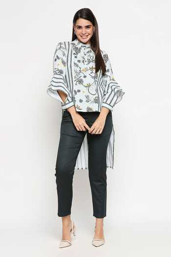 So Us By Sougatpaul Printed High-Low Top & Pant Set 
