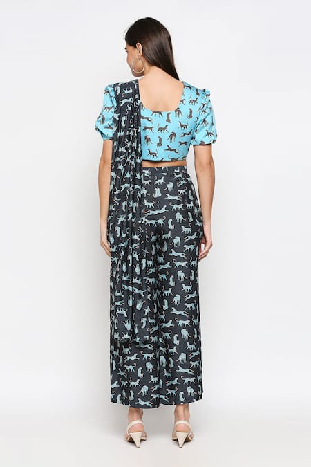 So Us By Sougatpaul Pre-Draped Pant Saree with Blouse 