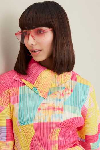 Shop_Scarlet Sage_Yellow Polyester Mirabelle Abstract Print Dress_Online_at_Aza_Fashions