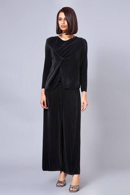 Buy_Scarlet Sage_Black Polyester Monica Pant Set_Online_at_Aza_Fashions