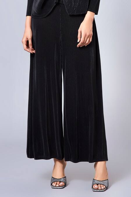 Scarlet Sage_Black Polyester Monica Pant Set_at_Aza_Fashions