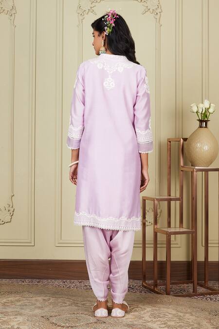 Buy Sheetal Batra Purple Kurta Silk Chanderi Dhoti Pant Bamberg Satin Dori Work Ayanna And Set Online at Aza Fashions Buy_Sheetal Batra_Purple Kurta Silk Chanderi Dhoti Pant Bamberg Satin Dori Work Ayanna And Set _Online_at_Aza_Fashions