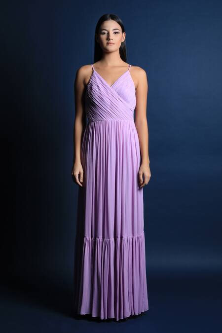 Buy_Swatee Singh_Purple Georgette V Neck Strappy Gown _Online_at_Aza_Fashions