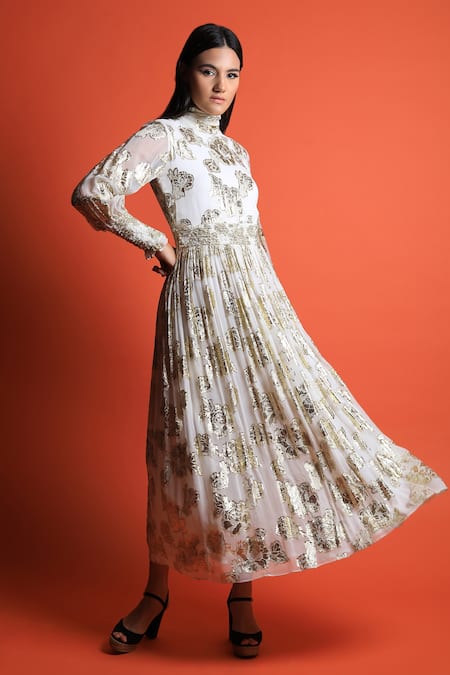 Swatee Singh Woven Floral Motifs Dress 