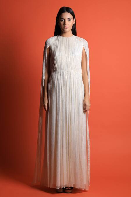 Buy_Swatee Singh_Ivory Georgette Round Fit And Flare Gown _Online_at_Aza_Fashions