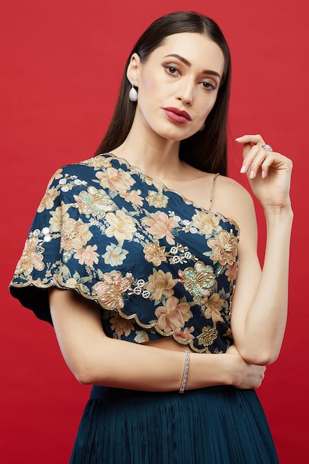 Buy Aayushi Maniar Blue Tussar Silk, Silk, Butter Cape Embroidered And Palazzo Set Online at Aza Fashions Buy_Aayushi Maniar_Blue Tussar Silk, Silk, Butter Cape Embroidered And Palazzo Set _Online_at_Aza_Fashions