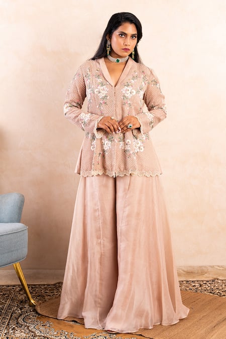 Shikha and Srishti Design Embroidered Jacket & Sharara Set 