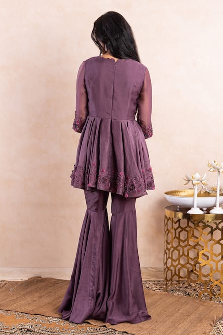 Shikha And Srishti Design Embroidered Peplum Kurta & Sharara Set 