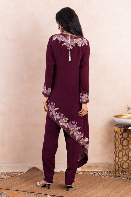 Shikha And Srishti Design Embroidered Asymmetric Jacket & Pant Set 