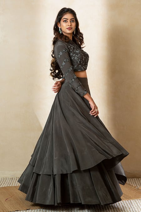 Buy Grey & Black Lehenga Choli Sets for Women by Zeelpin Online | Ajio.com