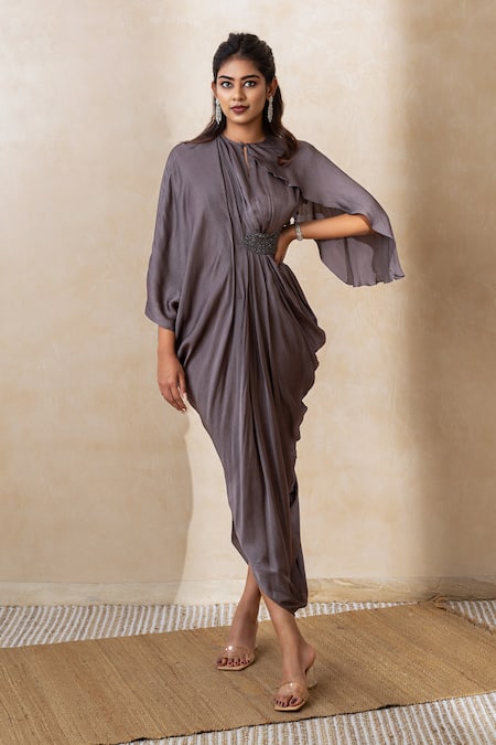 Shikha And Srishti Design Keyhole Neck Pleated Dress 