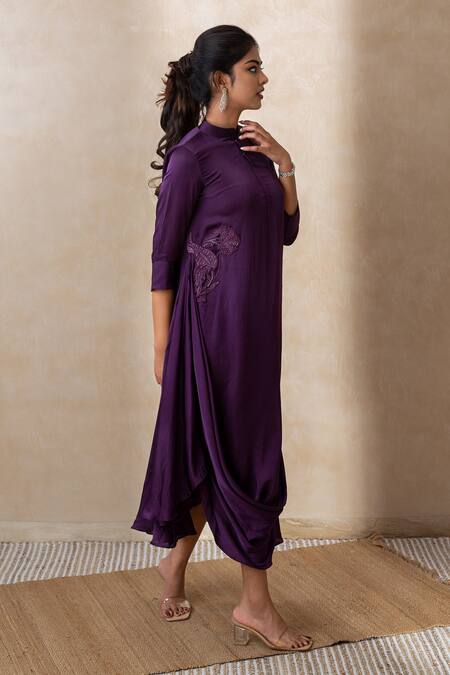 Shikha And Srishti Design Band Collar Draped Dress 