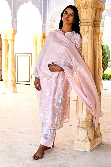 Kameez Chanderi Embroidered Kurta Set 