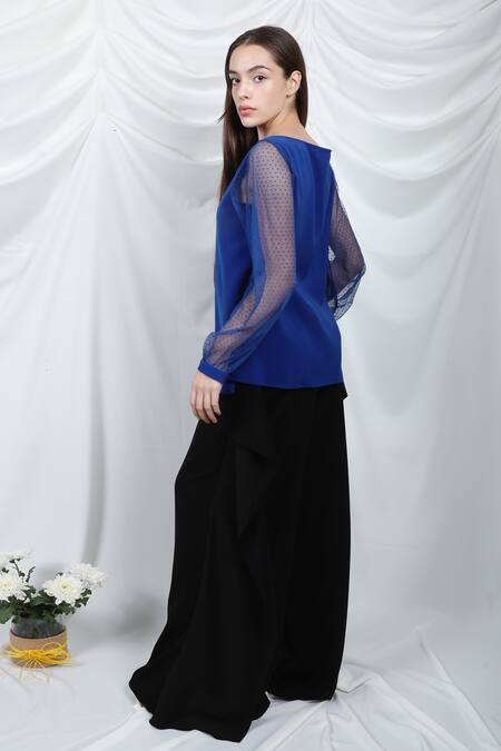 Swatee Singh Polka Dot Puff Sleeve Top 