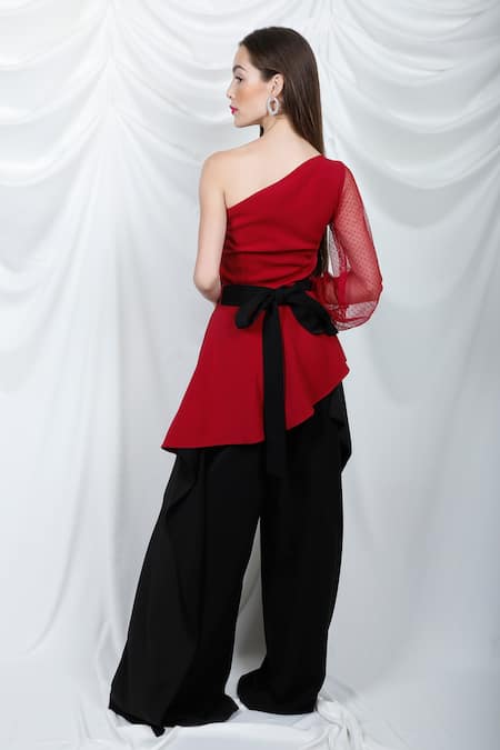 Swatee Singh One Shoulder Peplum Top 