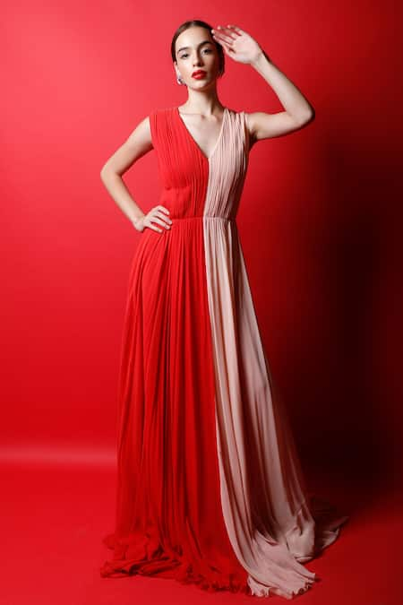 Swatee Singh Colourblock Pleated Gown 