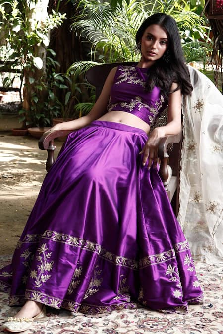 Samatvam by Anjali Bhaskar Silk Embroidered Lehenga Set 