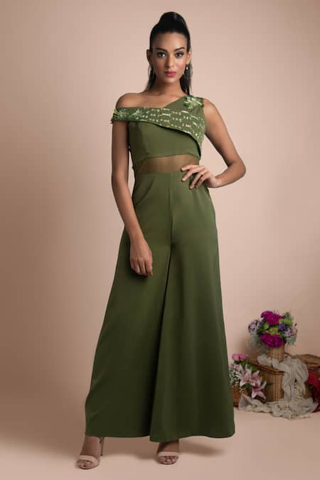 Mehak Murpana Embroidered One Shoulder Jumpsuit 