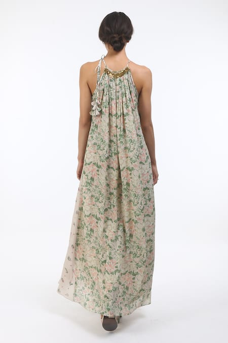 Shop Nikasha Grey Halter Maxi Dress at Aza Fashions Shop_Nikasha_Grey Halter Maxi Dress _at_Aza_Fashions