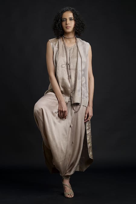 Bodhi Tree Embroidered Jacket & Dhoti Pant Set 