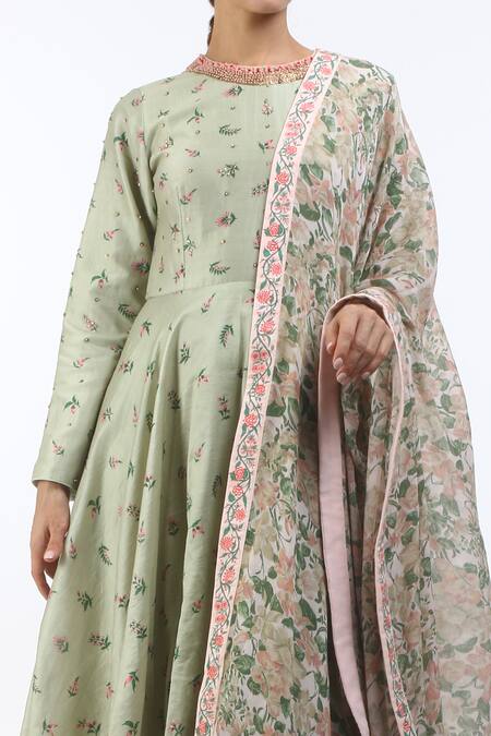 Nikasha Grey Round Chanderi Anarkali With Dupatta Online at Aza Fashions Nikasha_Grey Round Chanderi Anarkali With Dupatta _Online_at_Aza_Fashions