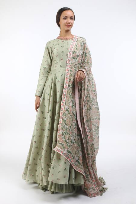 Nikasha Chanderi Anarkali with Dupatta 